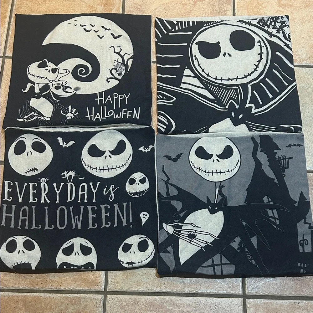 Disney's The Nightmare Before Christmas, Jack Skellington. 4 Pillow Covers, EUC